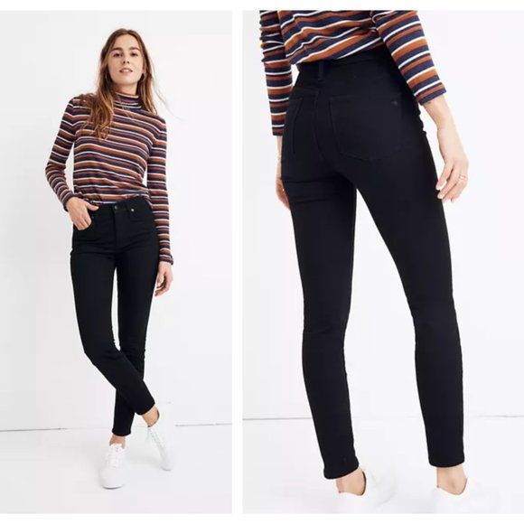 Madewell Denim - MADEWELL 9" Mid Rise Skinny Jeans Black Frost XX34